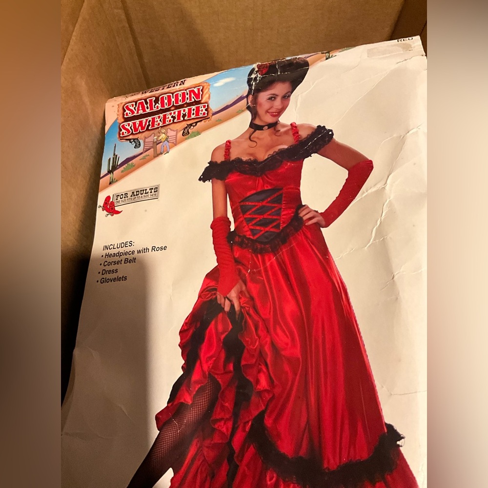 Saloon Sweetie Red Costume NEW OSFM HEAD PC NOT INCLUDED choker included - Picture 4 of 16